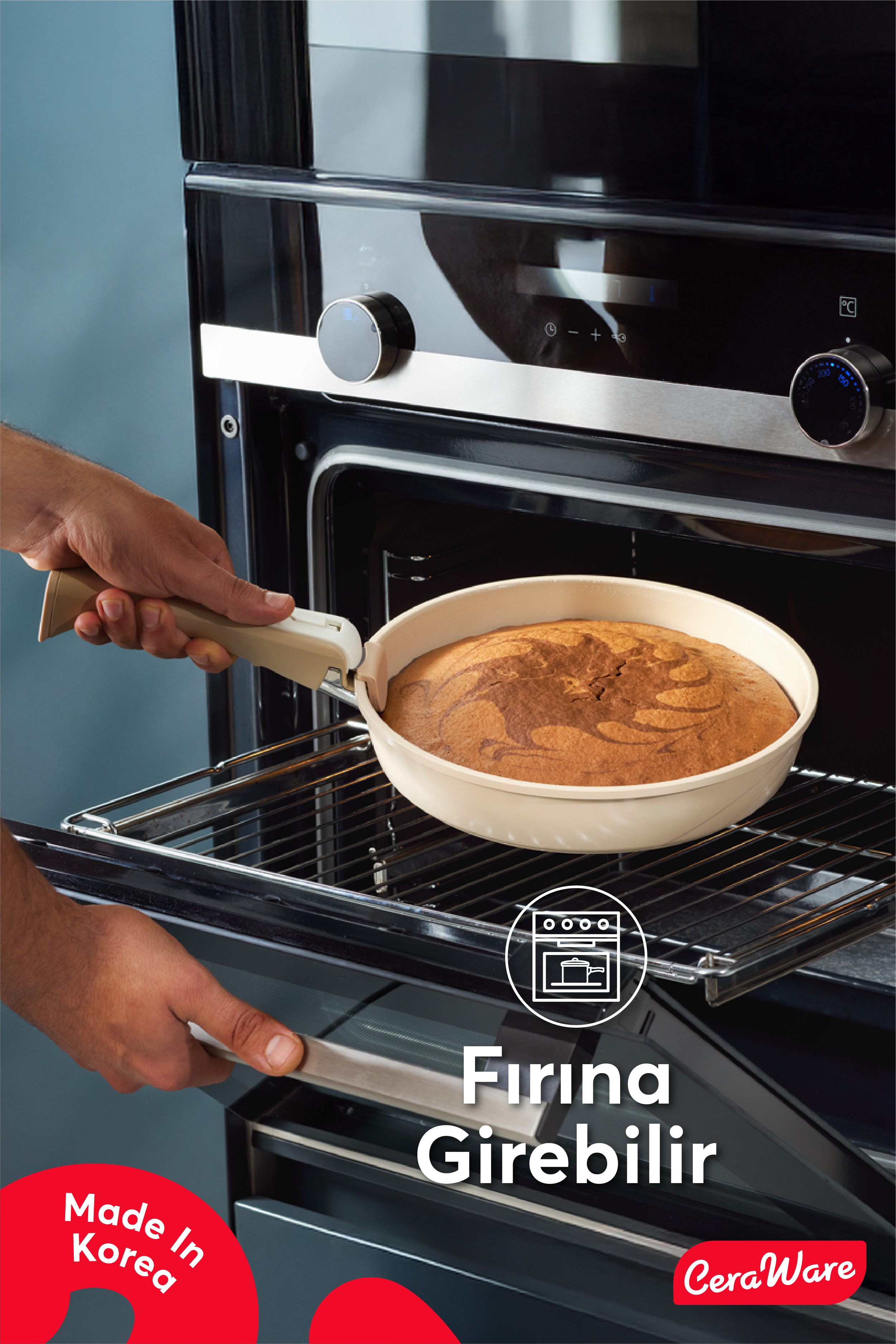 Ceraware Hona Made in Korea Seramik Tencere Tava Seti 14 Parça Sapı Çıkabilen İç İçe Geçen Mutfak Seti Bej