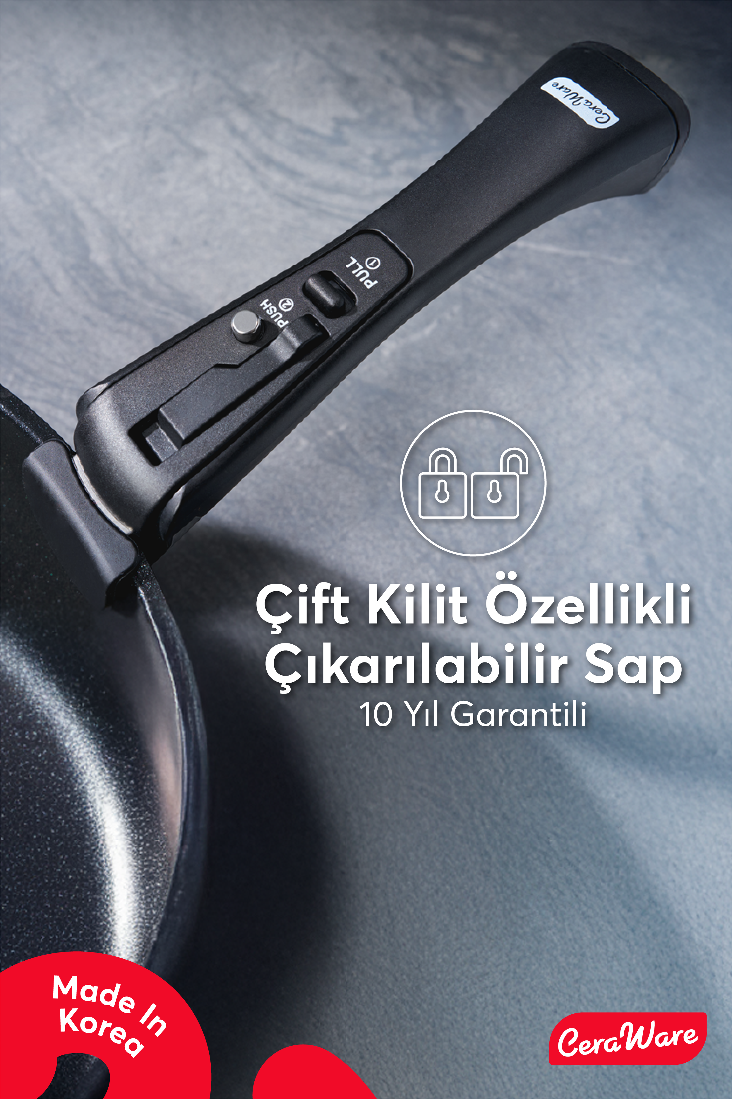 Ceraware Hona Made in Korea Seramik Tencere Tava Seti 14 Parça Sapı Çıkabilen İç İçe Geçen Mutfak Seti Siyah