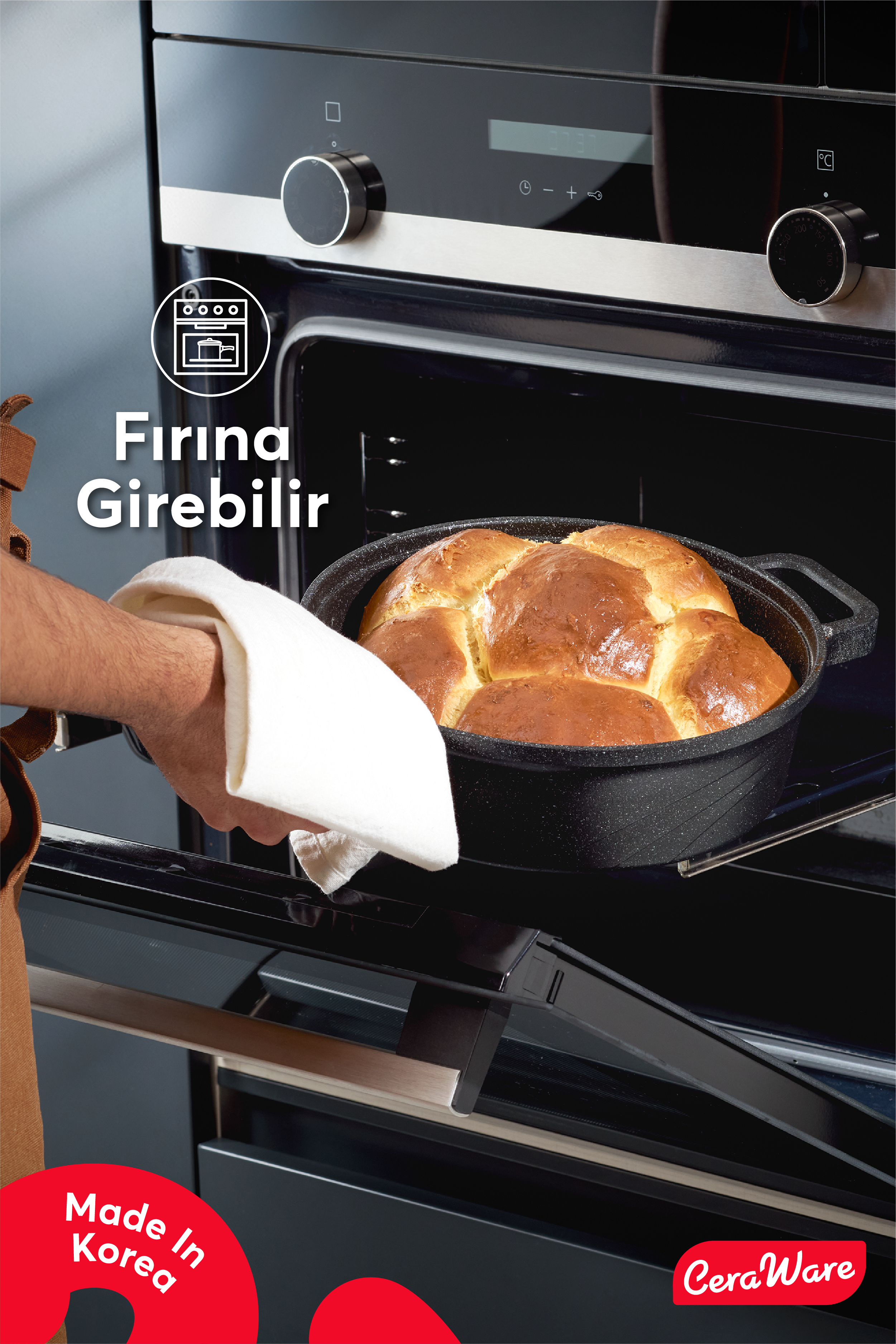 Ceraware Vetta Megastone Made in Korea Premium Tencere Tava Seti Çizilmeye Dayanıklı Yapışmaz Mutfak Seti Siyah