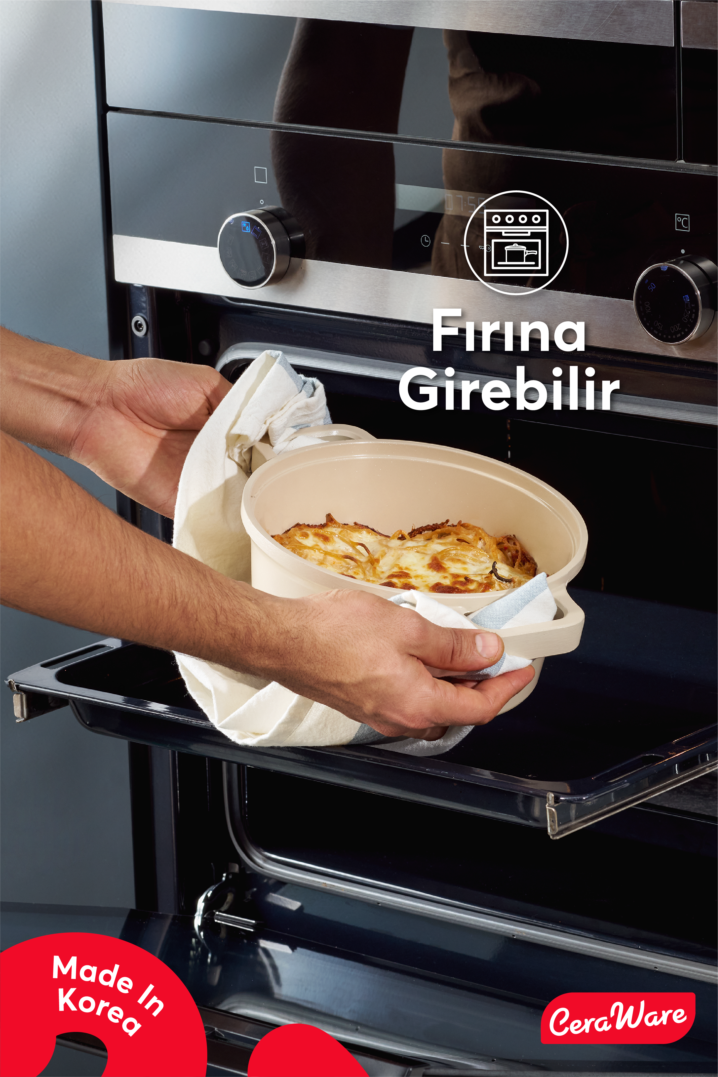 Ceraware Vetta Made in Korea Seramik Yapışmaz Tencere Tava Seti 7 Parça Sağlıklı Dayanıklı Döküm Mutfak Seti Bej