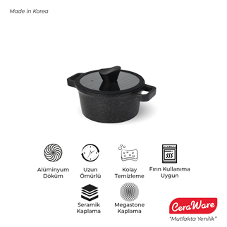 Ceraware Vetta Megastone Kaplama Yapışmaz 20 cm Derin Tencere