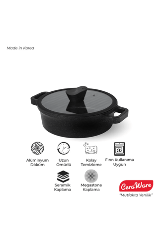 Ceraware Vetta Megastone Kaplama Yapışmaz 24 Cm Kısa Tencere