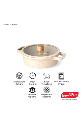 Ceraware Vetta Seramik Kaplama Yapışmaz 24 cm Kısa Tencere