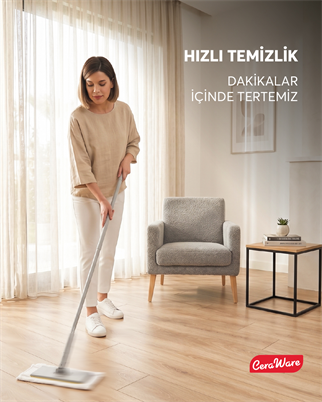 Ceraware Home Care Pratica Click Mop Set El Değmeden Bez Tak Çıkar Kullan At ve Tüm Bezlerle Uyumlu