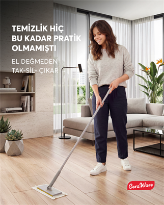 Ceraware Home Care Pratica Click Mop Set El Değmeden Bez Tak Çıkar Kullan At ve Tüm Bezlerle Uyumlu