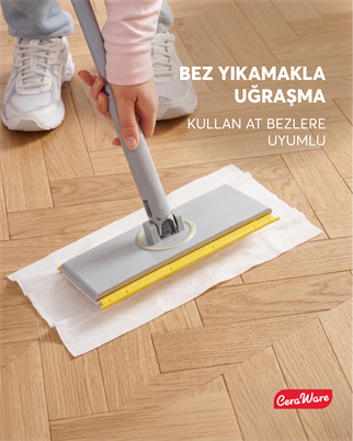 Ceraware Home Care Pratica Click Mop Set El Değmeden Bez Tak Çıkar Kullan At ve Tüm Bezlerle Uyumlu