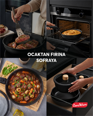 Ceraware Hona Made in Korea Seramik Yapışmaz Tencere Tava Seti 9 Parça Tak Çıkar Saplı İç İçe Geçebilen Set Siyah