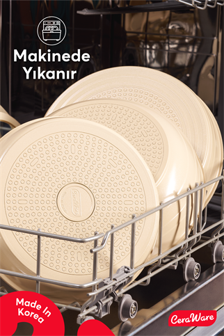 Ceraware Hona Made in Korea Seramik Tencere Tava Seti 14 Parça Sapı Çıkabilen İç İçe Geçen Mutfak Seti Bej