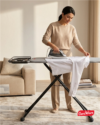 Ceraware Nero Premium Ütü Masası Sallanmaz StabilBase Sistem Kalın Boru Büyük Boy Profesyonel Ütü Deneyimi