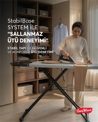 Ceraware Nero Premium Ütü Masası Sallanmaz StabilBase Sistem Kalın Boru Büyük Boy Profesyonel Ütü Deneyimi