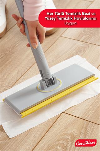 Ceraware Home Care Pratica Click Mop Set El Değmeden Bez Tak Çıkar Kullan At ve Tüm Bezlerle Uyumlu