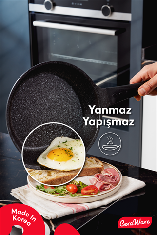 Ceraware Vetta Megastone Made in Korea Premium Tencere Tava Seti Çizilmeye Dayanıklı Yapışmaz Mutfak Seti Siyah