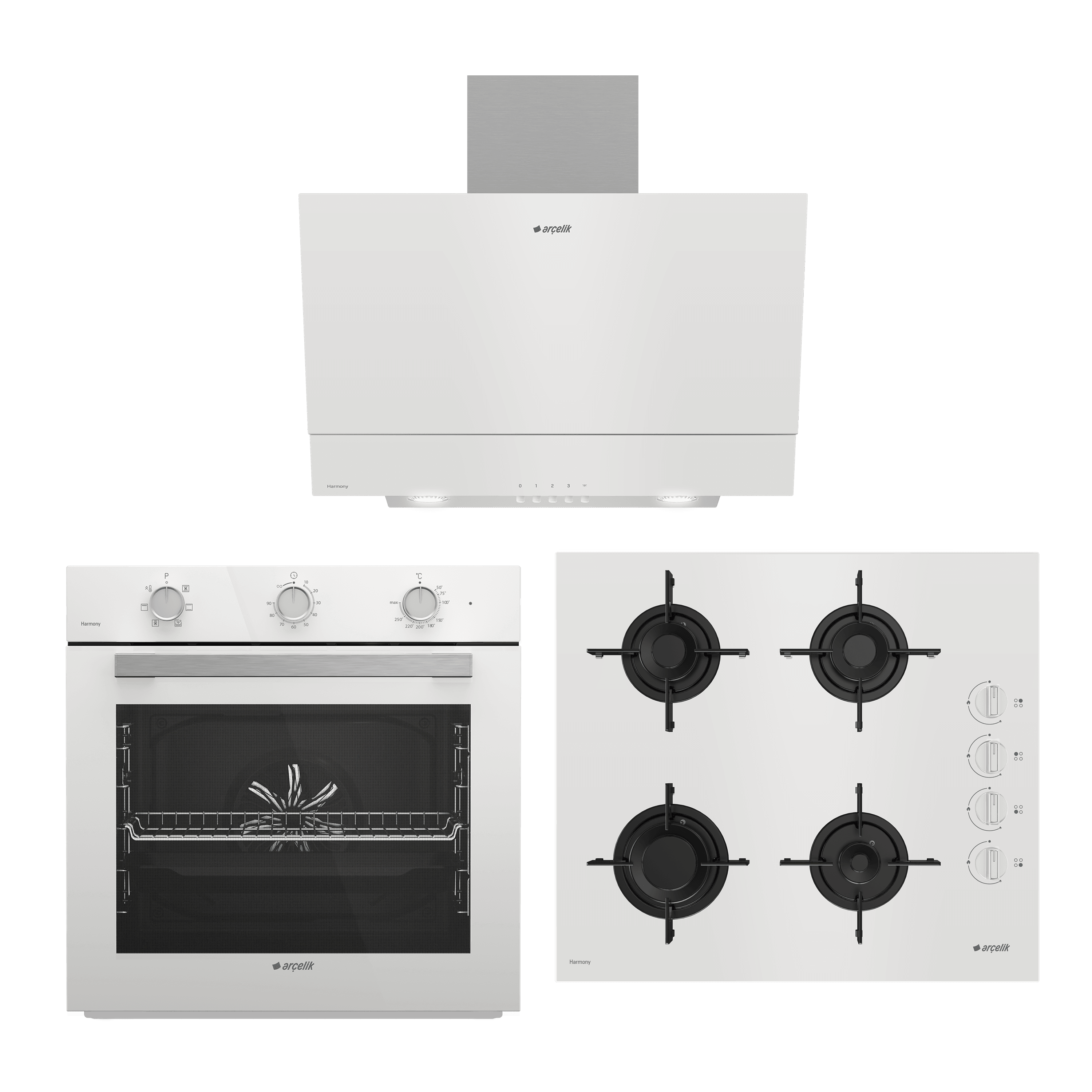 ARÇELİK HARMONİ BEYAZ SET (ADE 605 HB1 - AFC 221 HB - OCD T 601-1 EHB)