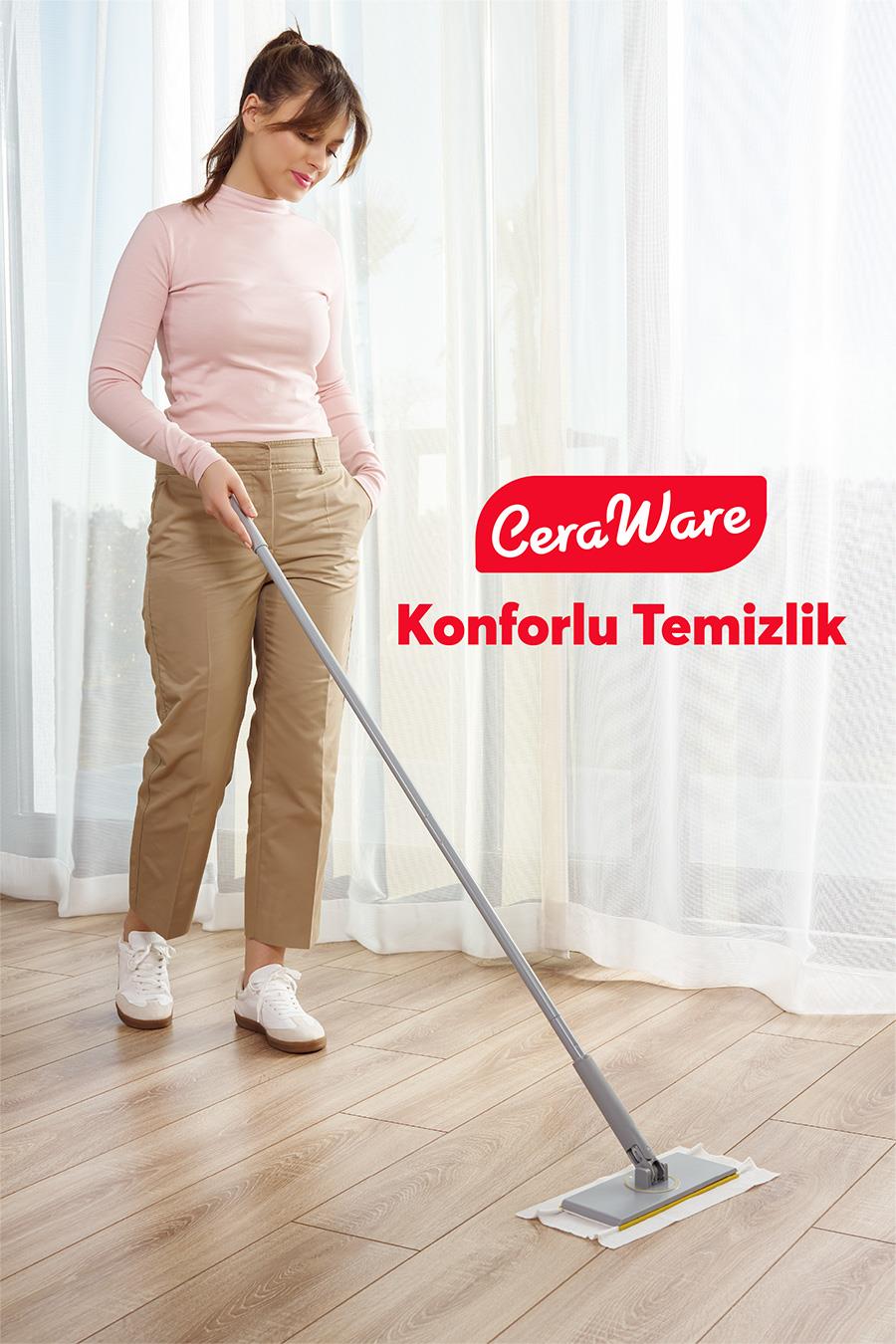 Ceraware Pratica El Değmeden Takıp Çıkarılabilen Mop - Temizlik Bezleri ve Sleepy Havlulara Uyumlu