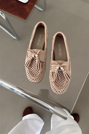 Nixi Bej Süet Loafer