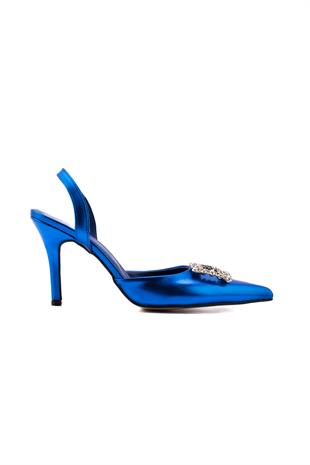Ruz Saks Mavi Taşlı Topuklu Ayakkabı