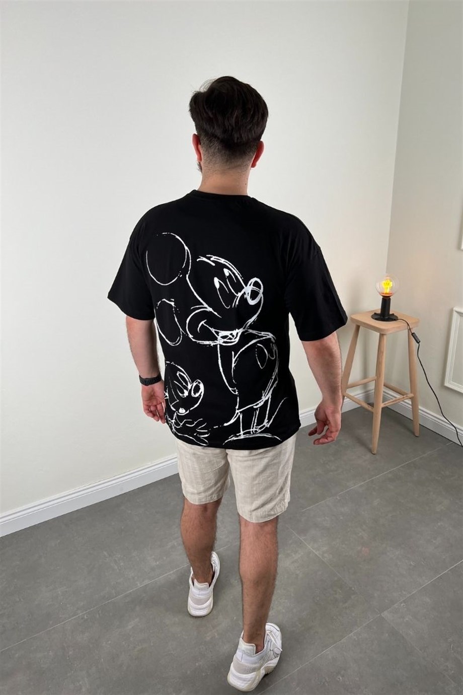 Oversize Mickey Mouse Siyah T-shirt