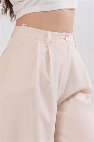 30144 Ön Çift Pileli Salaş Plazzo Cepli Pantolon
