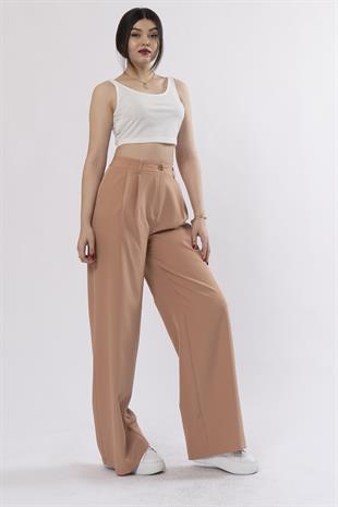 30144 Ön Çift Pileli Salaş Plazzo Cepli Pantolon