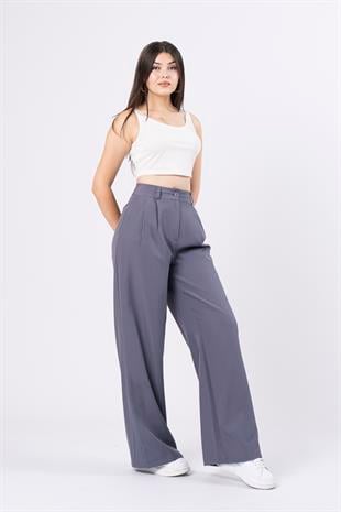 30144 Ön Çift Pileli Salaş Plazzo Cepli Pantolon