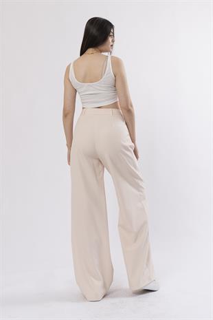 30144 Ön Çift Pileli Salaş Plazzo Cepli Pantolon