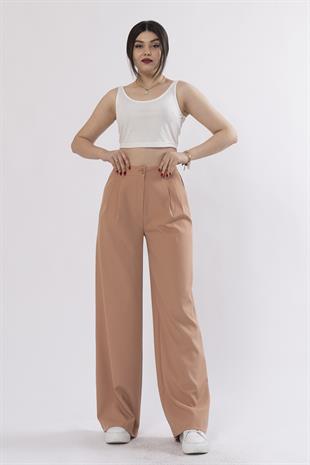 30144 Ön Çift Pileli Salaş Plazzo Cepli Pantolon