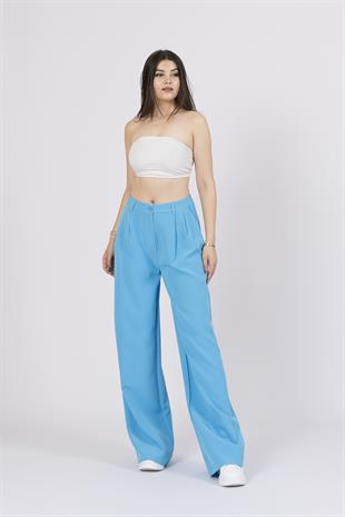 30144 Ön Çift Pileli Salaş Plazzo Cepli Pantolon