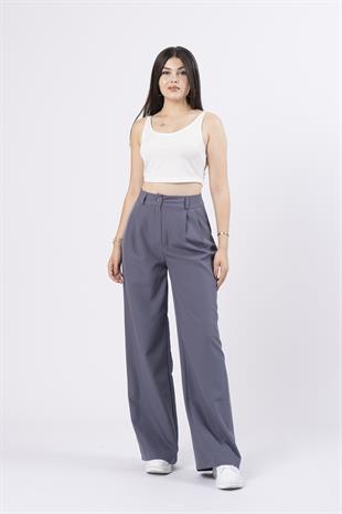 30144 Ön Çift Pileli Salaş Plazzo Cepli Pantolon