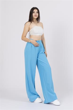 30144 Ön Çift Pileli Salaş Plazzo Cepli Pantolon