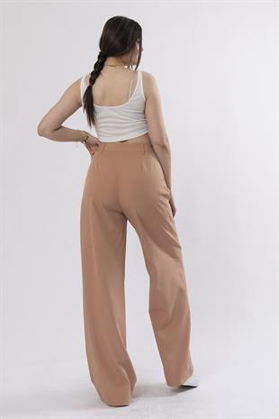 30144 Ön Çift Pileli Salaş Plazzo Cepli Pantolon