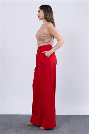 30144 Ön Çift Pileli Salaş Plazzo Cepli Pantolon