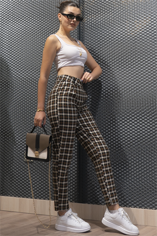 30168 Dar Paça Cepli Ekose Pantolon