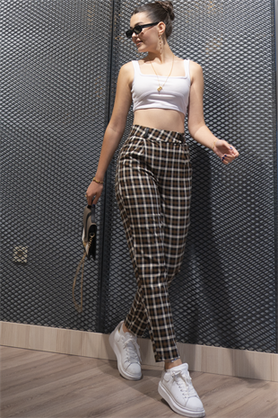 30168 Dar Paça Cepli Ekose Pantolon