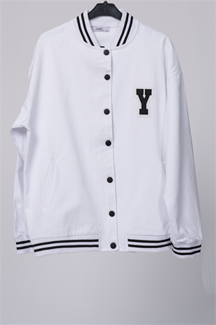 8512 İçi Astarsız Önden Çıtçıt Düğmeli Kot Gabardin Kumaş Çift Cepli Kolej Ceket