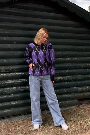 Baklava Desen Yumoş Yün Kazak 2777