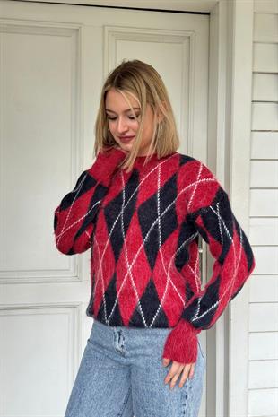 Baklava Desen Yumoş Yün Kazak 2777