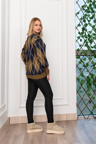 Baklava Desen Yumoş Yün Kazak 2777