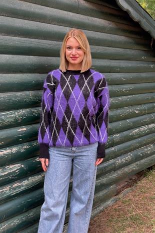 Baklava Desen Yumoş Yün Kazak 2777