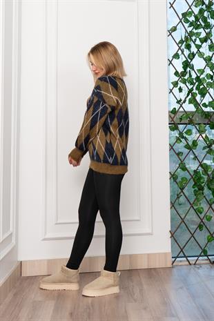 Baklava Desen Yumoş Yün Kazak 2777