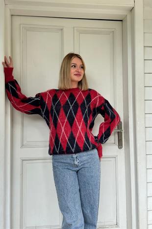 Baklava Desen Yumoş Yün Kazak 2777