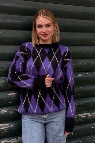 Baklava Desen Yumoş Yün Kazak 2777