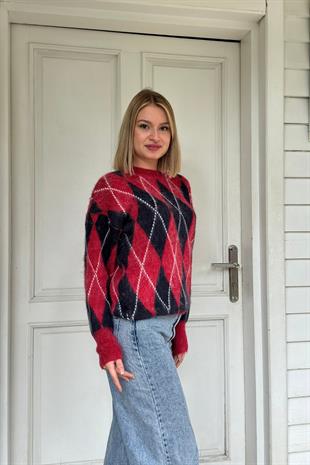 Baklava Desen Yumoş Yün Kazak 2777