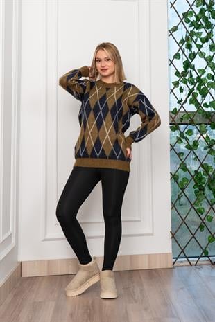 Baklava Desen Yumoş Yün Kazak 2777