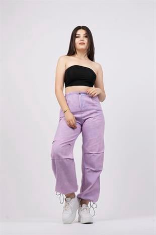 Beli ve Paçası Lastikli Boyamalı Pantolon 30115