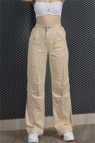 Beli ve Paçası Lastikli Boyamalı Pantolon 30115