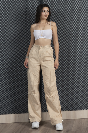 Beli ve Paçası Lastikli Boyamalı Pantolon 30115