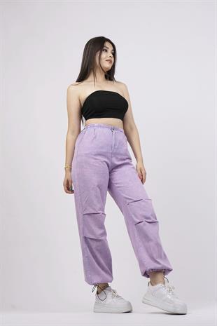 Beli ve Paçası Lastikli Boyamalı Pantolon 30115