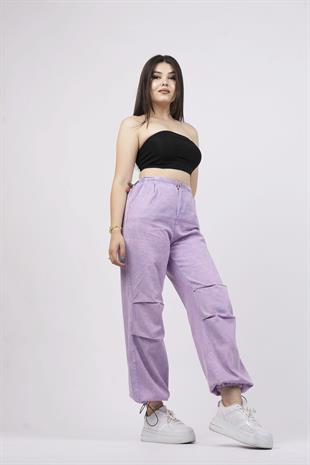 Beli ve Paçası Lastikli Boyamalı Pantolon 30115