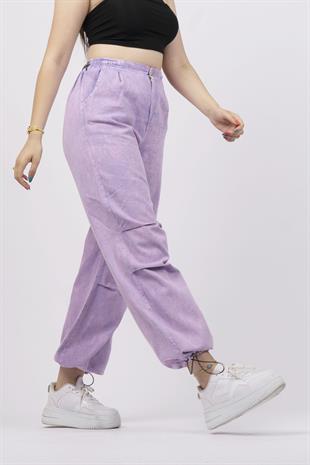 Beli ve Paçası Lastikli Boyamalı Pantolon 30115