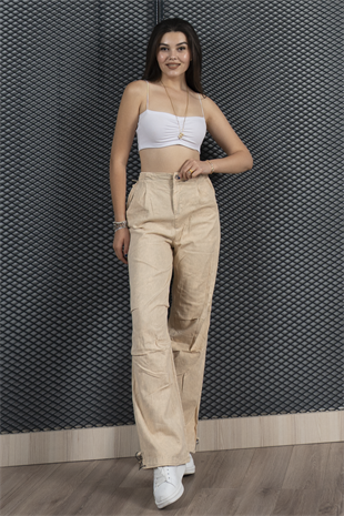 Beli ve Paçası Lastikli Boyamalı Pantolon 30115